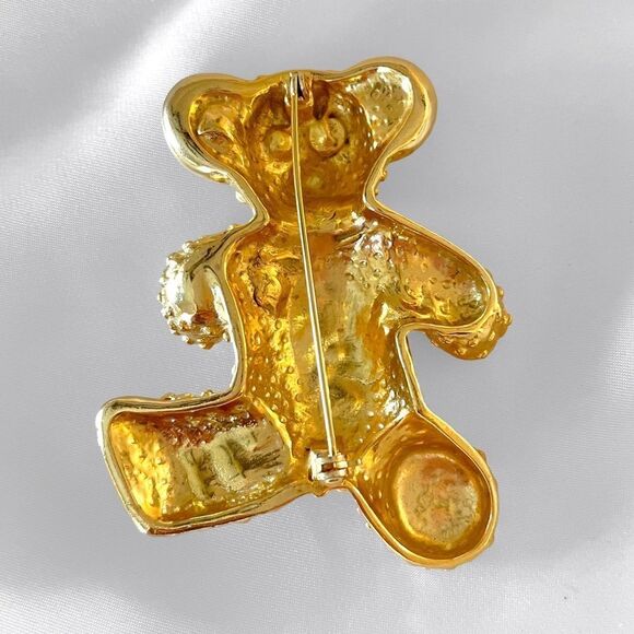 Gold Teddy Bear Brooch Large - Picture 3 of 5